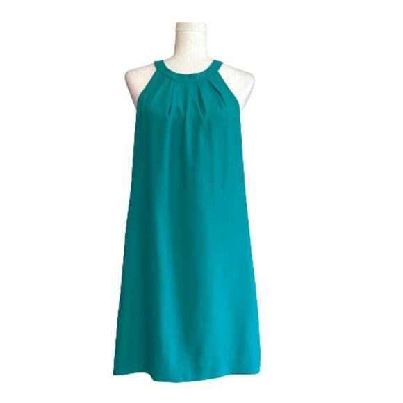 J. Crew Factory Dress Teal Halter Sleeveless Open Wrap Back Shift Size 6 NEW - Picture 1 of 12